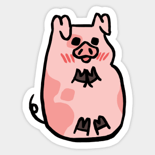 Cute Cartoon Piggy Blushing Sticker